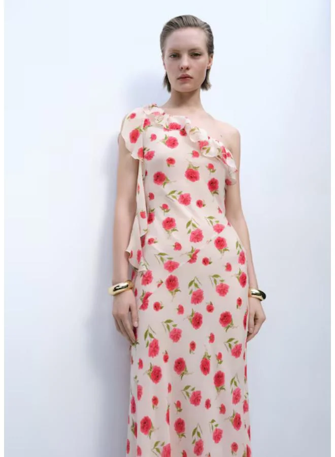 MANGO  floral one-shoulder dress for Women | Best Price UAE